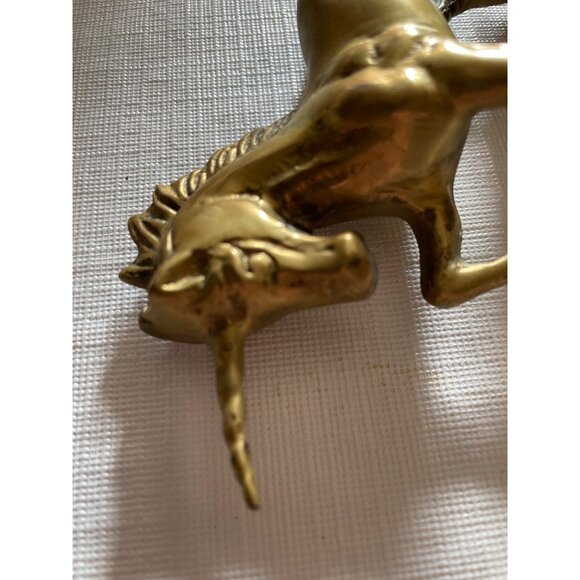 Brass Unicorn Figurine On Plastic Base Made In India Paperweight 1980's - Picture 6 of 8
